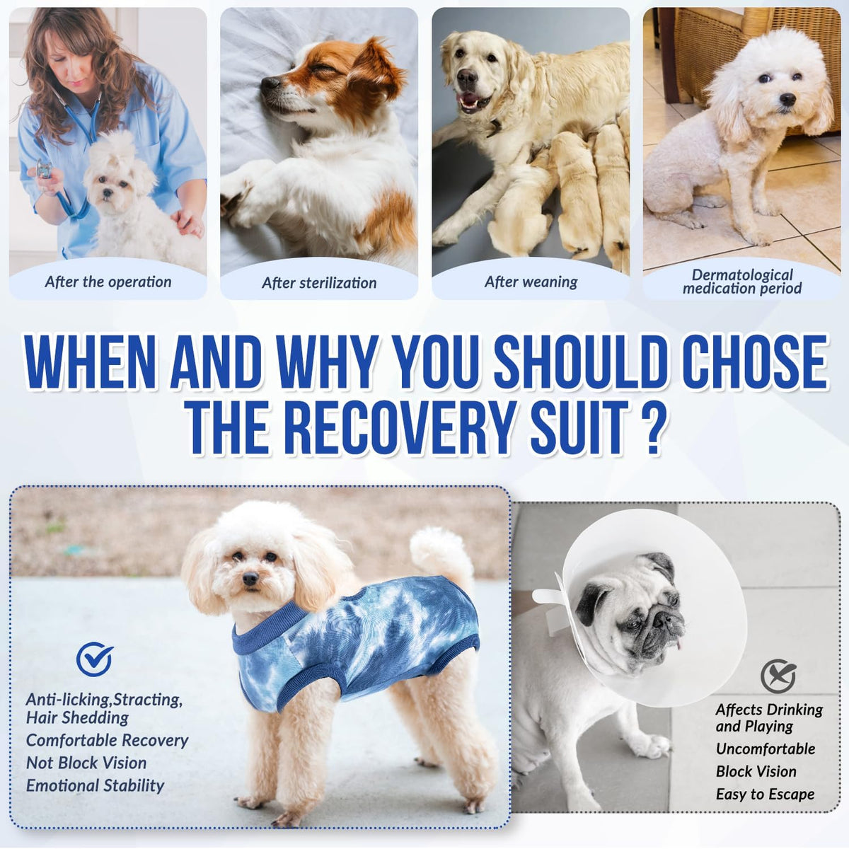 Dog Recovery Suit, Surgery Recovery Suit for Female Male Dogs