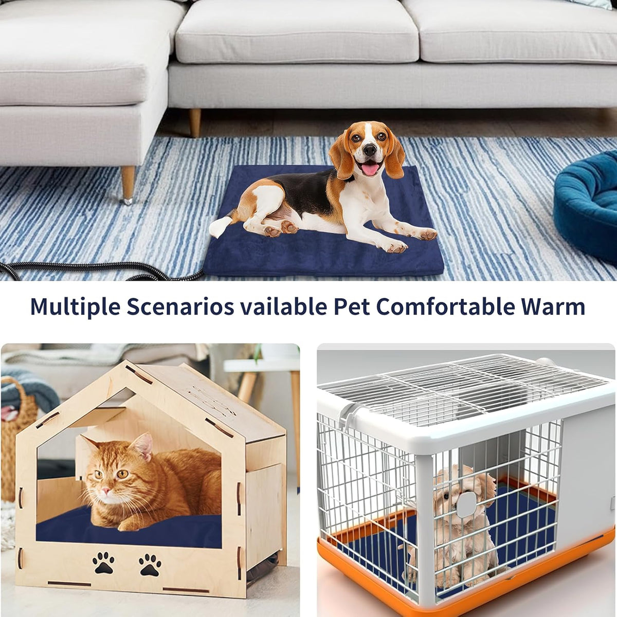 70x40CM Pet Heating Pad with Chew Resistant Cord for Cat and Dog