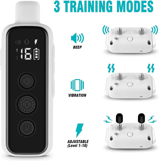Dog Shock Collar for 2 Dogs - (8-120lbs) Waterproof Rechargeable Electric Dog Training Collar with Remote for Small Medium Large Dogs with Beep Vibration Safe Shock Modes(Grey)