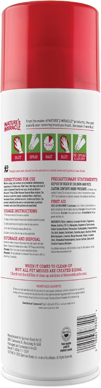 Dog Stain & Odor Remover Foam, Enzymatic Cleaner, 32 oz