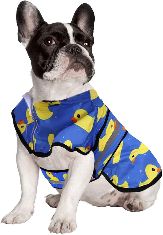 Dog Raincoat with Hood & Leash Hole S-XL Dog Rain Jacket Ducks M
