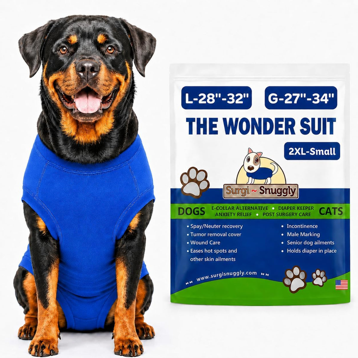 Dog Surgery Recovery Suit, Cone Alternative, Spay/Neuter LL