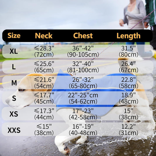 Dog Raincoat, Adjustable Waterproof Reflective Rain Jacket for Small Medium Large Dogs, Lightweight Breathable Pet Rain Coat with Leash Hole(Blue,M Chest 26-32")