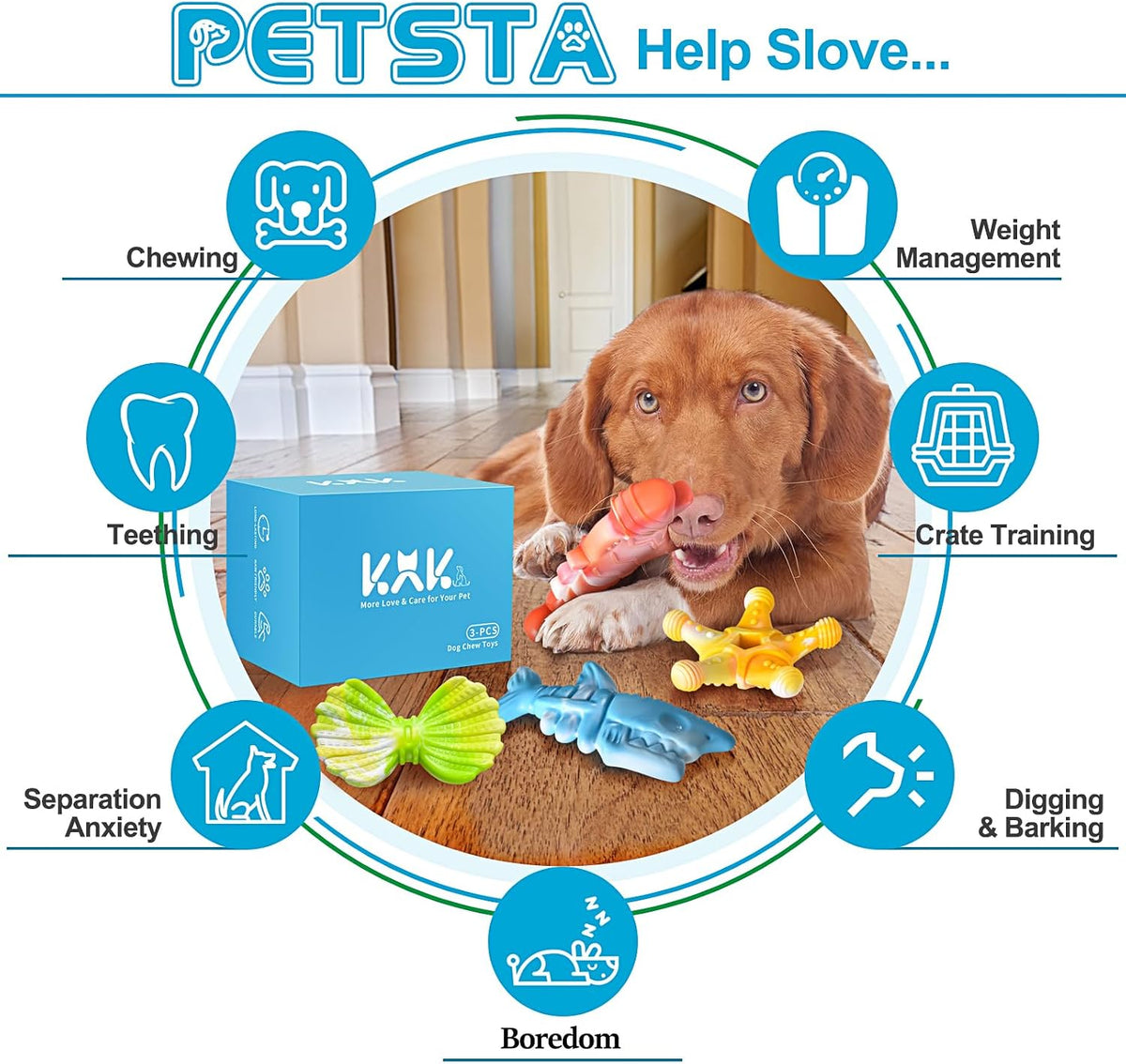 Indestructible Dog Toys for Aggressive Chewers, Extreme Tough Toys for Large Dogs, Real Beef Flavored, Dog Bone for Medium/Large Dogs Breed, Gifts for Dogs