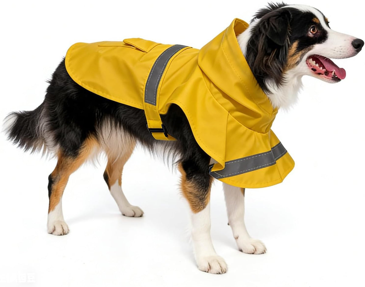 Dog Raincoat, Adjustable Puppy Rain Jacket with Hooded, Lightweight Waterproof Dog Rain Coat for Large Medium Small Dogs(Yellow, Small)
