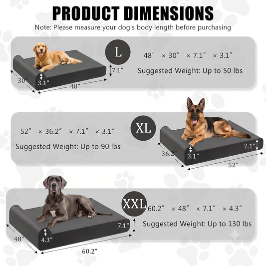 Orthopedic Dog Bed for Large Dog, Memory Foam Waterproof Dog beds