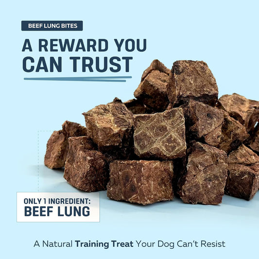 Beef Lung Dog Treats, (8 oz) – Dehydrated Single Ingredient Training Treats for All Breeds | 100% Pure Beef, High Protein & Packed with Essential Vitamins B12, Iron & Zinc