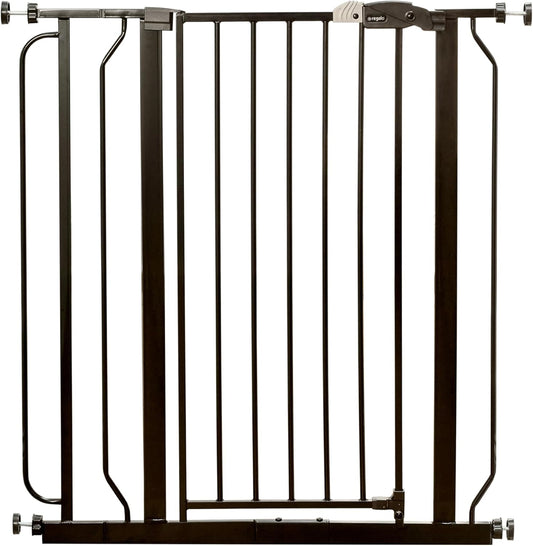 Safety 29"-49" Extra Wide Baby Gate, Bottom of Stairs & Doorways | Pressure Mounted with Door, For Babies, Toddlers & Pets, Platinum, Tested & Trusted for 30 Years
