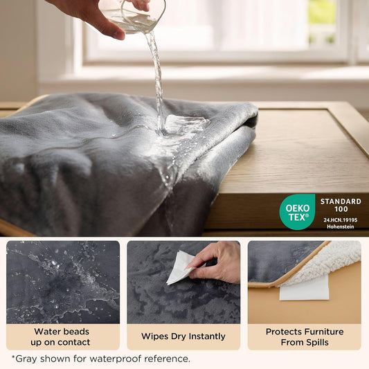 Waterproof Dog Blankets for Small Dogs Soft Cat Blanket Warm,25X35 | Washable Plush Sherpa Fleece Puppy Blanket for Couch Protector, Reversible Cozy Calming Throw for Pet Indoor,Grey