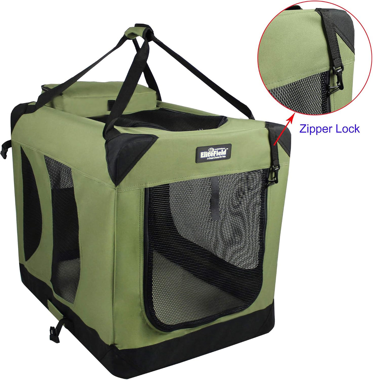 3-Door Soft Dog Crate with Bed & Carrying Bag (2-Year Warranty)