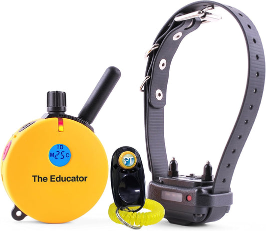 Educator ET-400 E Collar for Dog Training with Remote - 3/4 Mile Range, Waterproof, 100 Blunt Stimulation Levels, Tone or Vibration Mode, Night Tracking Light for Small, Medium & Large Dogs