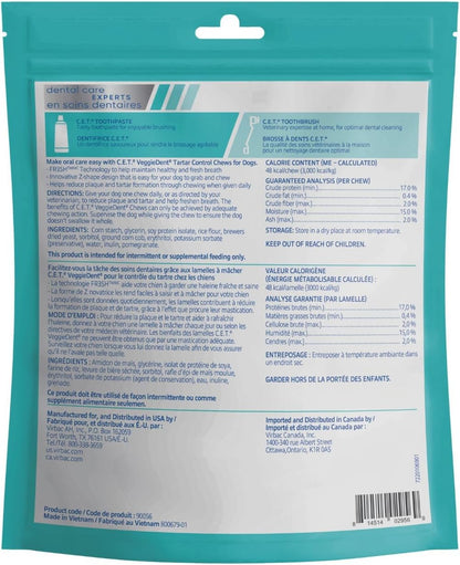C.E.T. Veggiedent Fr3sh Plaque and Tartar Control Chews for Dogs, Medium