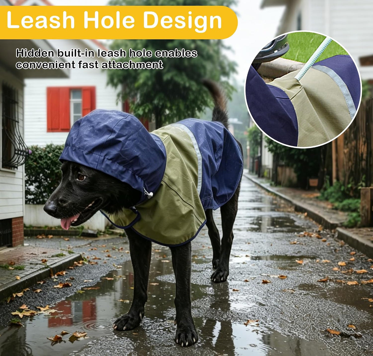Dog Raincoat Jacket, Reflective Hood Poncho Slicker (S, Blue)