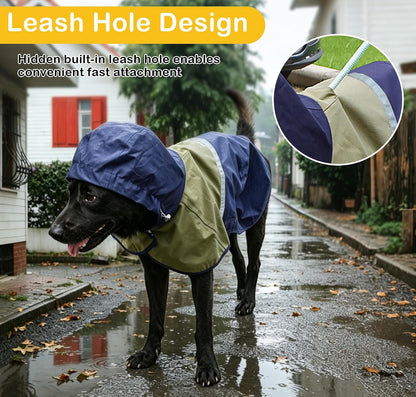 Dog Raincoat Jacket, Reflective Hood Poncho Slicker (S, Blue)