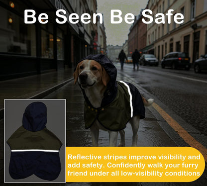 Dog Raincoat Jacket, Reflective Hood Poncho Slicker (S, Blue)