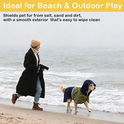 Dog Raincoat Jacket, Reflective Hood Poncho Slicker (S, Blue)