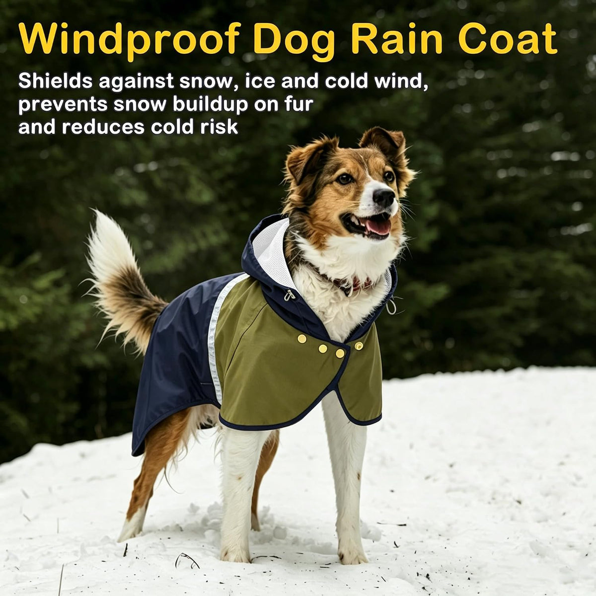 Dog Raincoat Jacket, Reflective Hood Poncho Slicker (S, Blue)