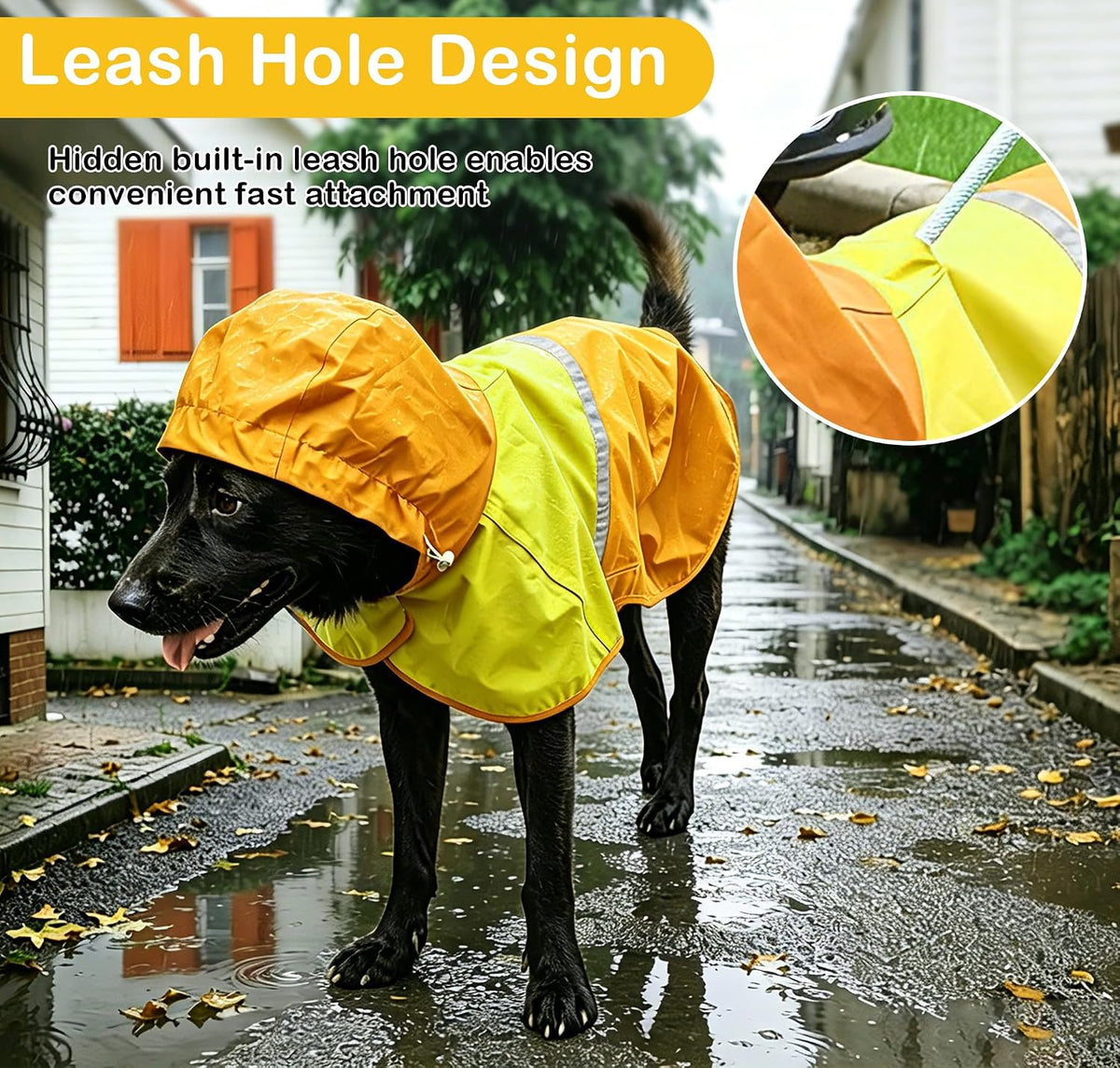Dog Raincoat Jacket, Reflective Hood Poncho Slicker (S, Blue)