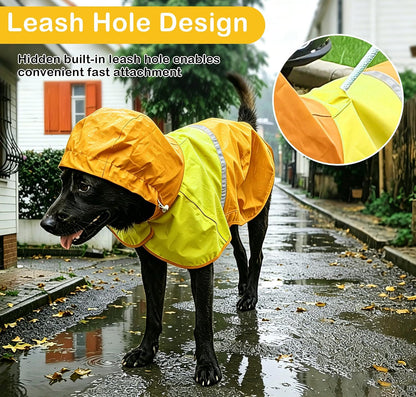 Dog Raincoat Jacket, Reflective Hood Poncho Slicker (S, Blue)