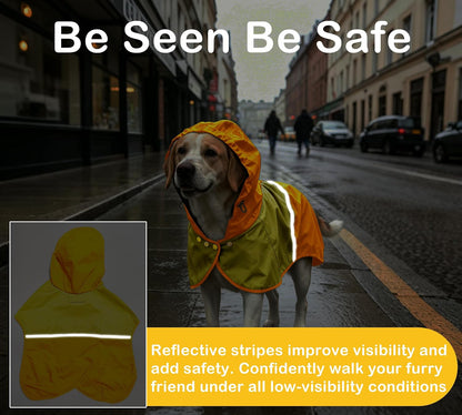 Dog Raincoat Jacket, Reflective Hood Poncho Slicker (S, Blue)