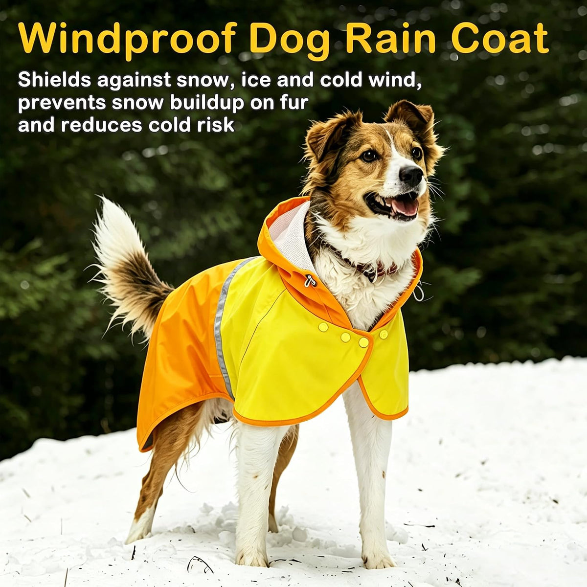 Dog Raincoat Jacket, Reflective Hood Poncho Slicker (S, Blue)