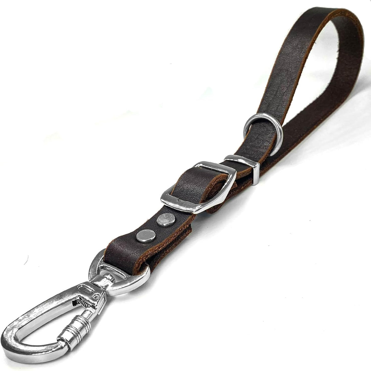 Leather Short Dog Leash,Adjustable Length Dog Leads,Extra Thick Genuine and Heavy-Duty Hardware Handmade Assembled with Extension Function Strong Traffic Pet Leashes. (Width: 3/4" Length: 12-23")
