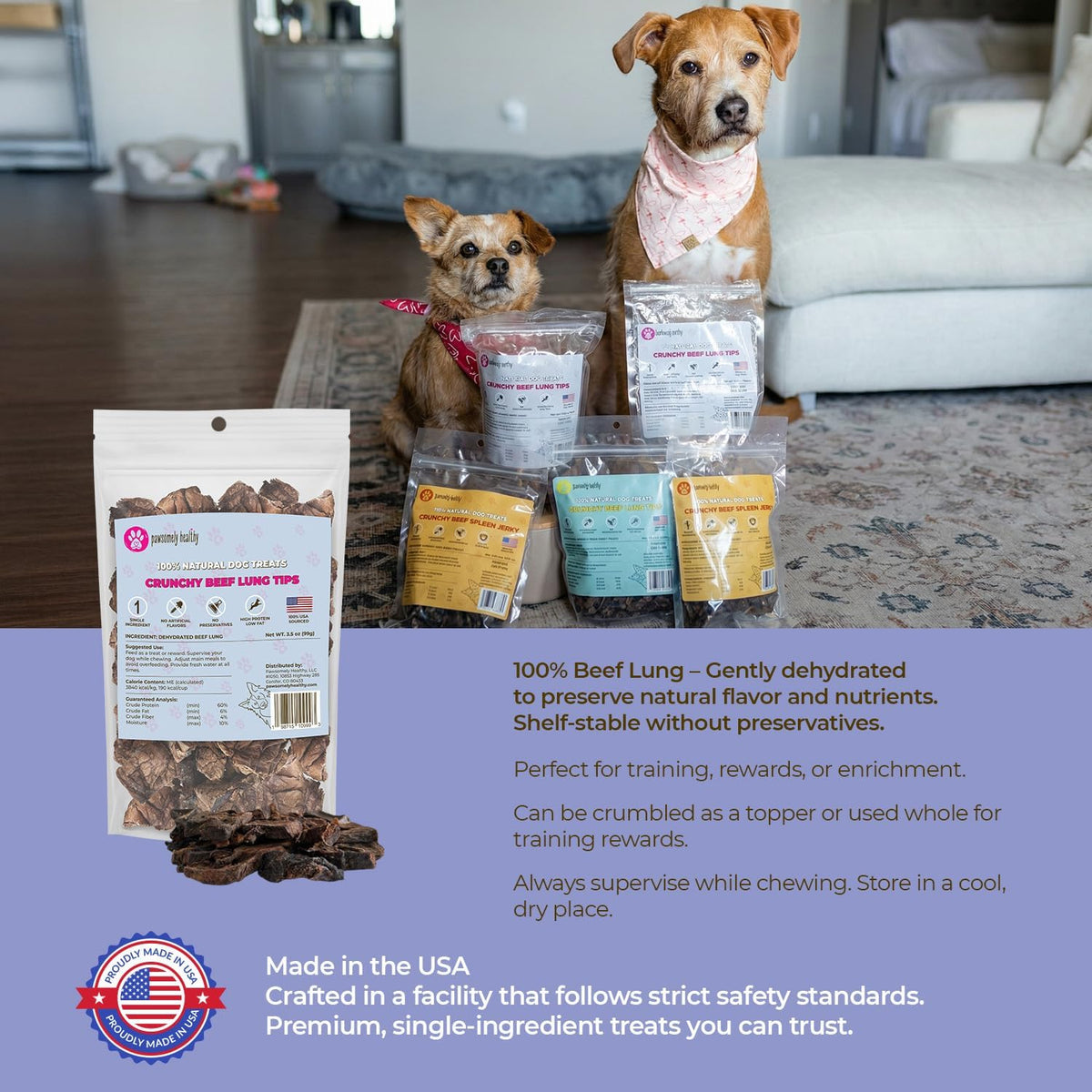 Air-Dried Beef Lung Dog Treats, 3.5 oz