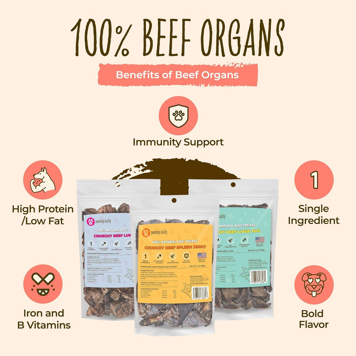 Air-Dried Beef Lung Dog Treats, 3.5 oz