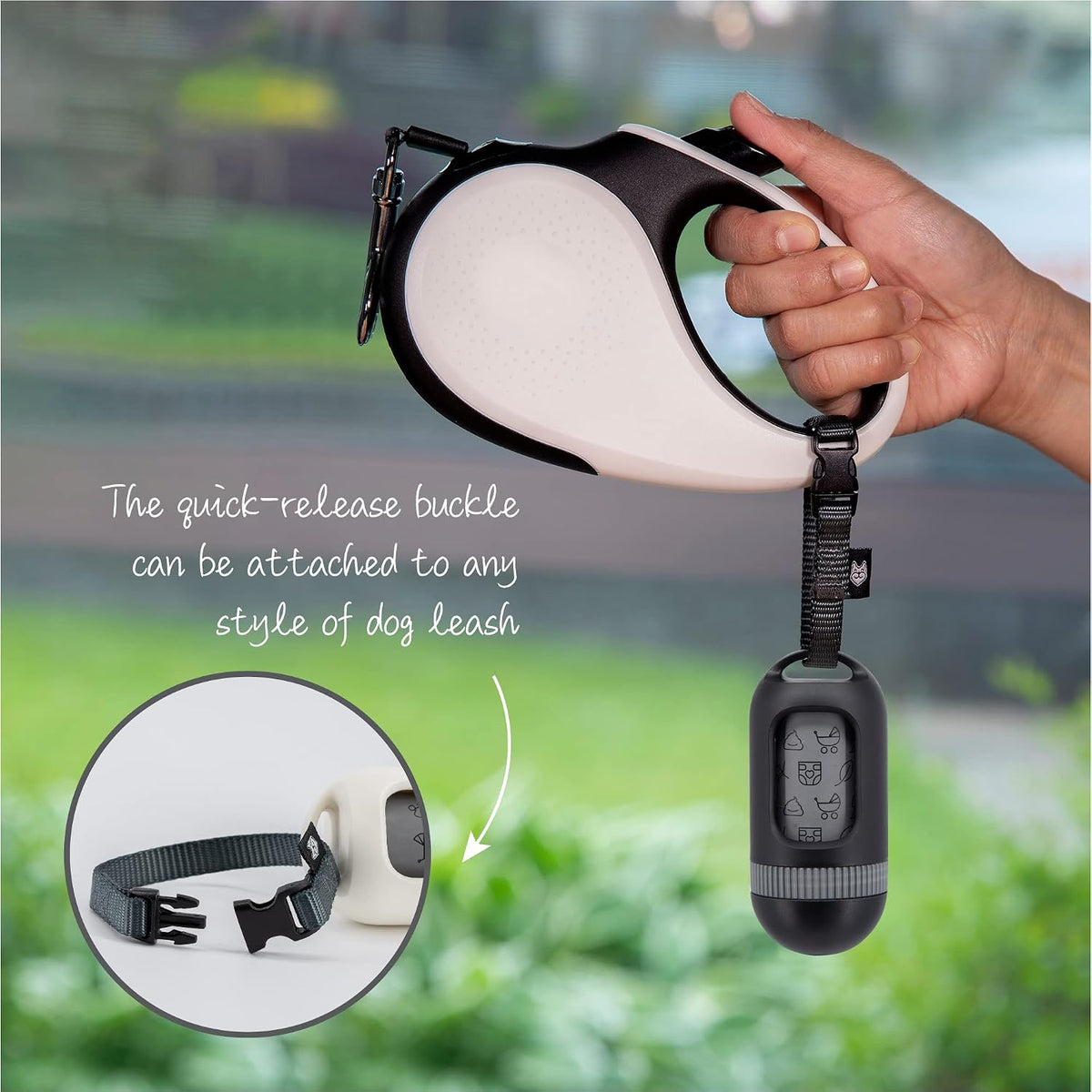 Dog Poop Bag Dispenser, Waste Bag Retractable, Black