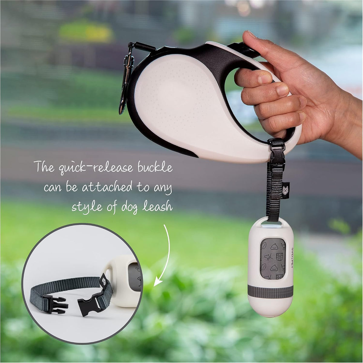 Dog Poop Bag Dispenser, Waste Bag Retractable, Black