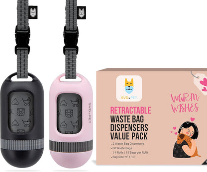 Dog Poop Bag Dispenser, Waste Bag Retractable, Black