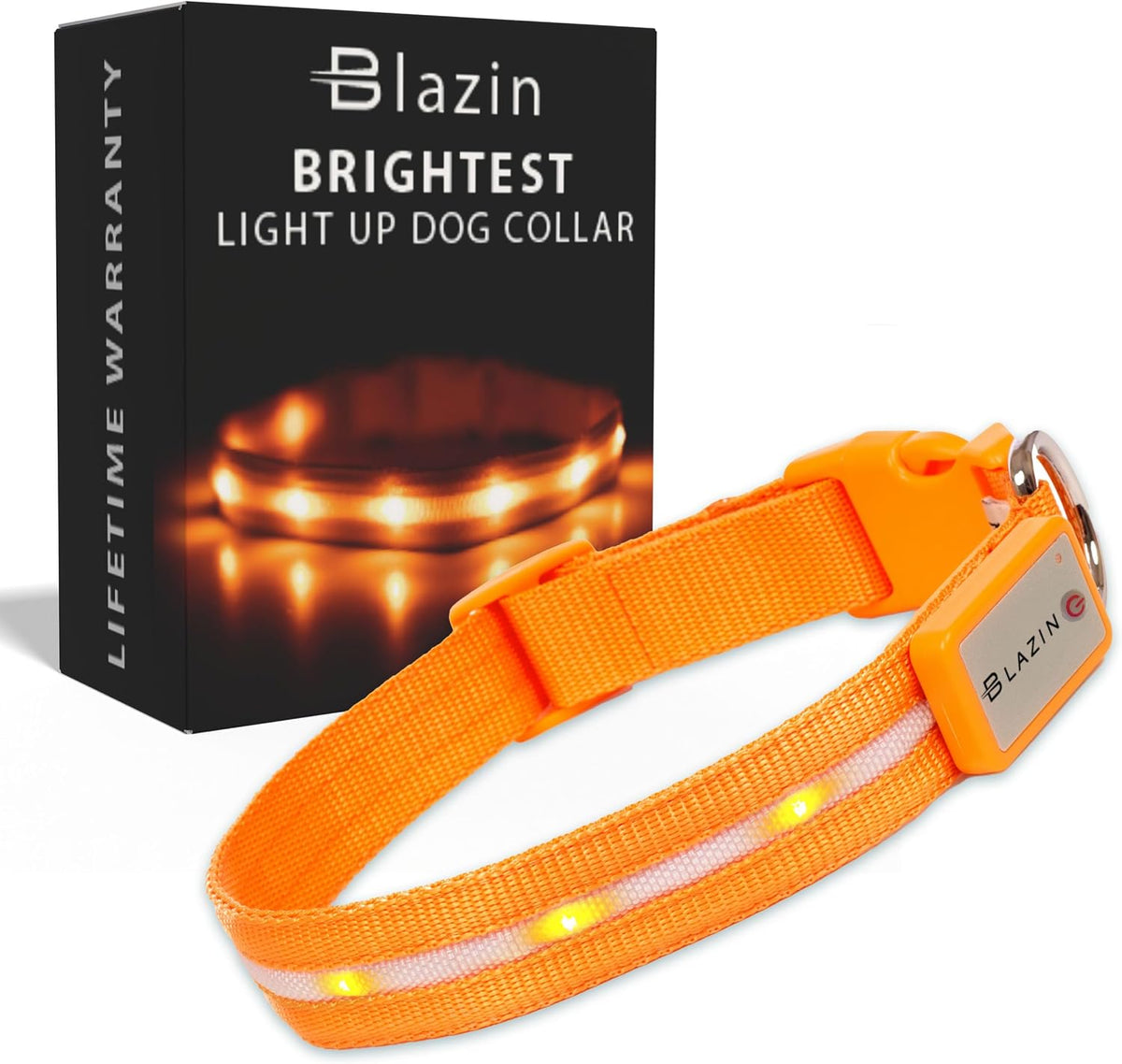 Light Up Dog Collar - The Original LED Dog Collar - USB Rechargeable - Waterproof - 1,000 Feet of Visibility - Dog Collar Light for Small, Medium, Large Dogs - USA Brand