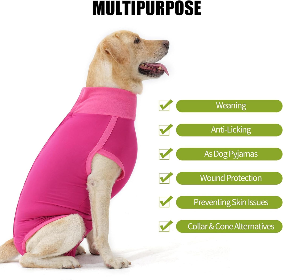 Dog Surgery Recovery Suit Dog Suit for Male Female Neuter Anti-Lick Abdominal Wounds Bite Protective Outfit Alternative E-Collar & Cone Breathable Spay Suit for Medium Large Dogs