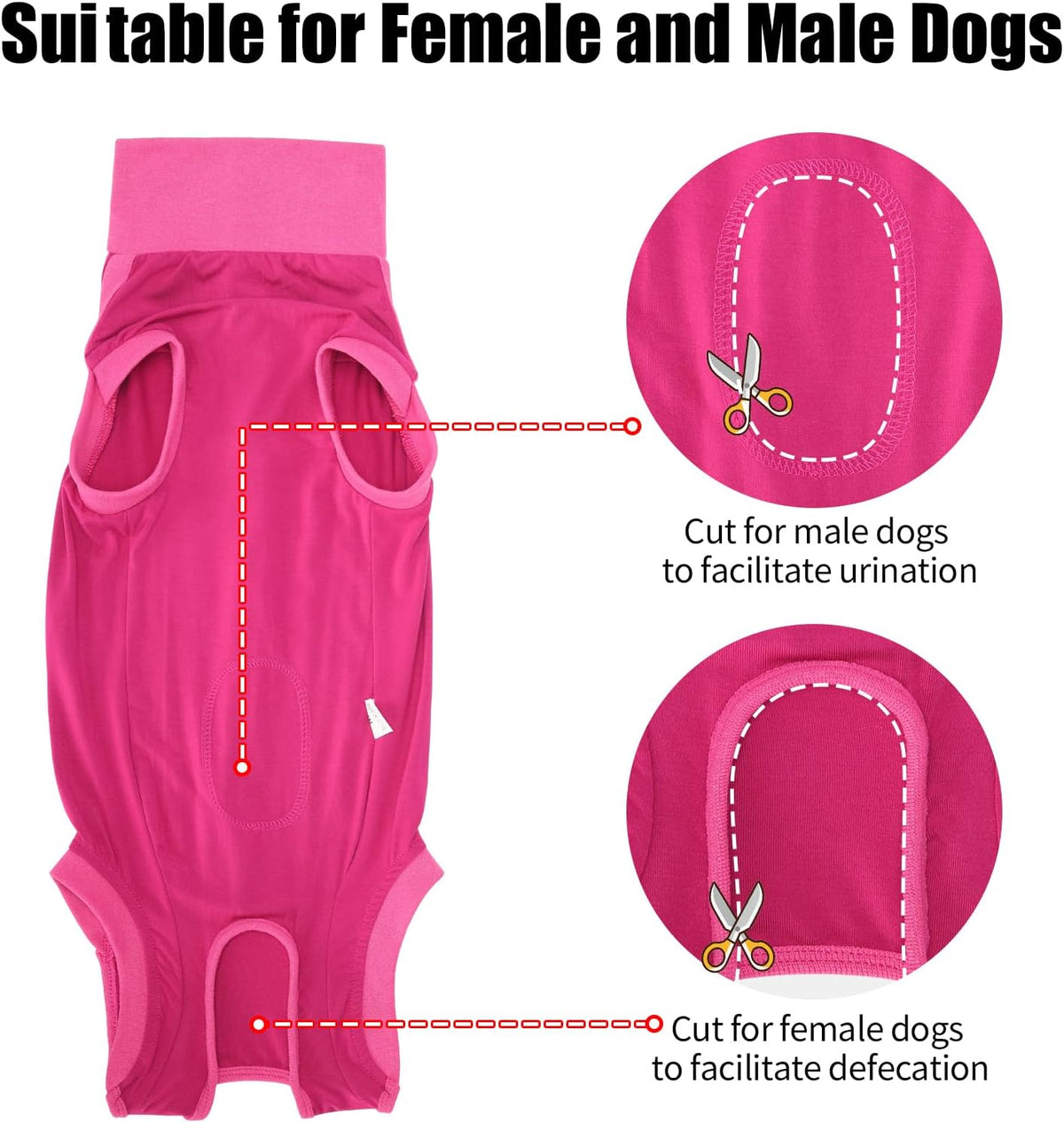 Dog Surgery Recovery Suit Dog Suit for Male Female Neuter Anti-Lick Abdominal Wounds Bite Protective Outfit Alternative E-Collar & Cone Breathable Spay Suit for Medium Large Dogs