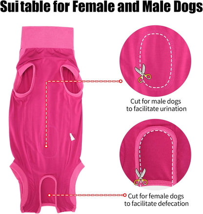 Dog Surgery Recovery Suit Dog Suit for Male Female Neuter Anti-Lick Abdominal Wounds Bite Protective Outfit Alternative E-Collar & Cone Breathable Spay Suit for Medium Large Dogs