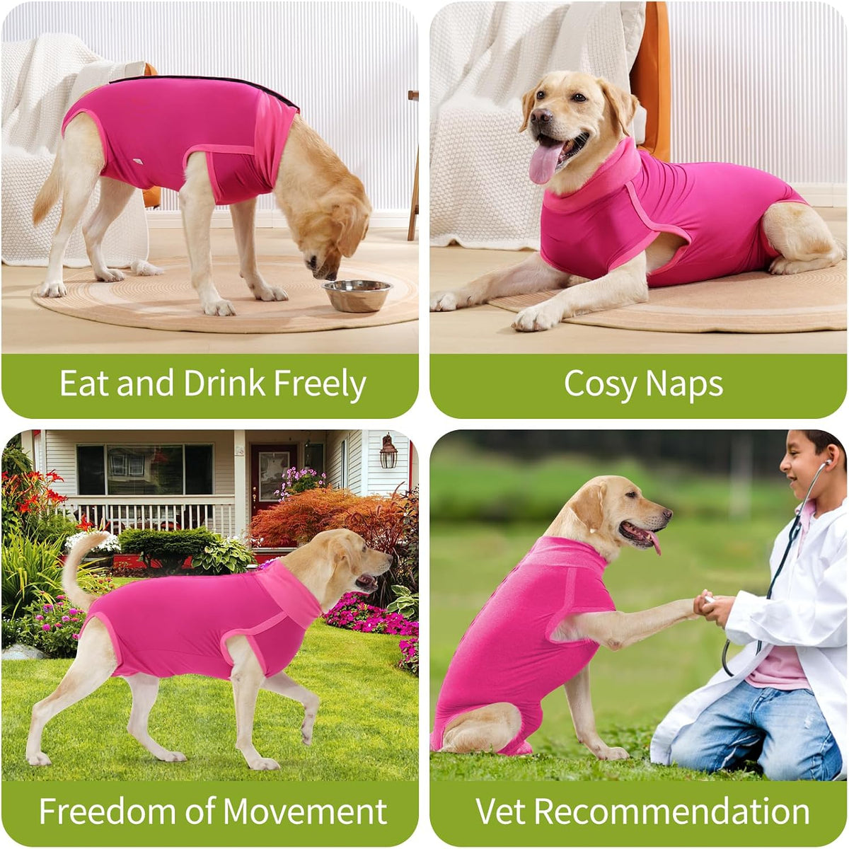 Dog Surgery Recovery Suit Dog Suit for Male Female Neuter Anti-Lick Abdominal Wounds Bite Protective Outfit Alternative E-Collar & Cone Breathable Spay Suit for Medium Large Dogs