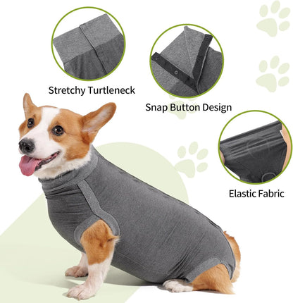Dog Surgery Recovery Suit Dog Suit for Male Female Neuter Anti-Lick Abdominal Wounds Bite Protective Outfit Alternative E-Collar & Cone Breathable Spay Suit for Medium Large Dogs