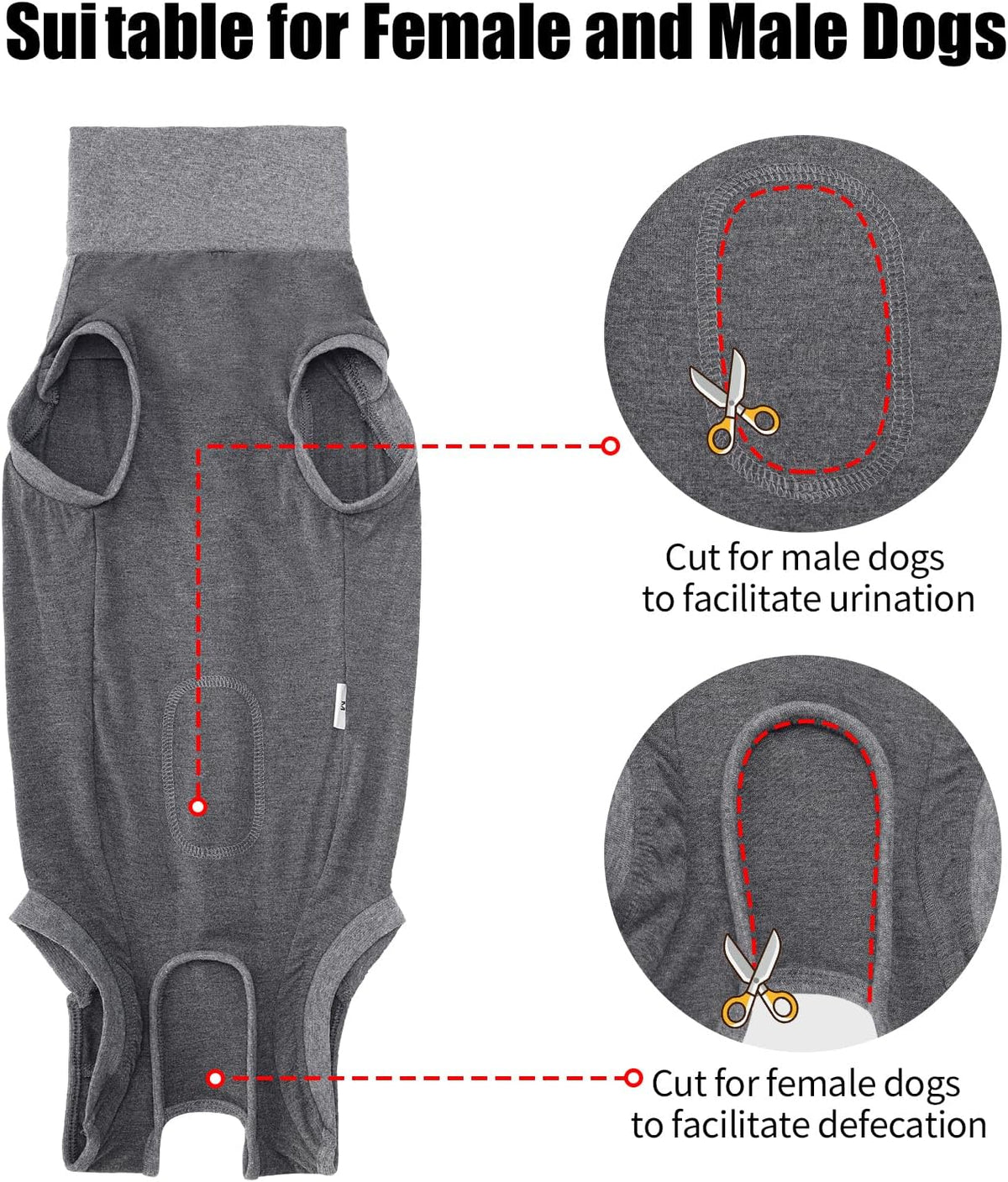 Dog Surgery Recovery Suit Dog Suit for Male Female Neuter Anti-Lick Abdominal Wounds Bite Protective Outfit Alternative E-Collar & Cone Breathable Spay Suit for Medium Large Dogs