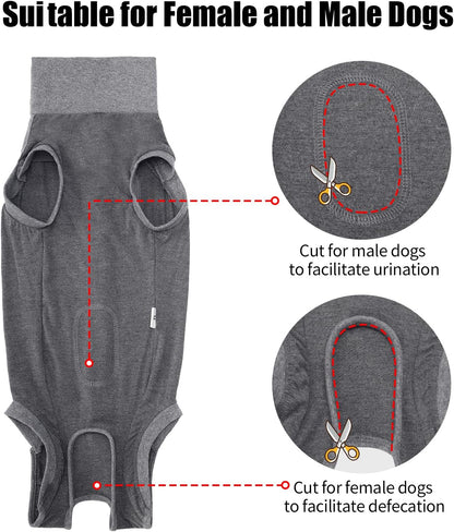 Dog Surgery Recovery Suit Dog Suit for Male Female Neuter Anti-Lick Abdominal Wounds Bite Protective Outfit Alternative E-Collar & Cone Breathable Spay Suit for Medium Large Dogs