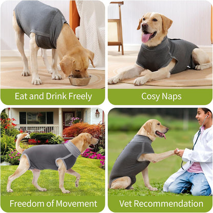 Dog Surgery Recovery Suit Dog Suit for Male Female Neuter Anti-Lick Abdominal Wounds Bite Protective Outfit Alternative E-Collar & Cone Breathable Spay Suit for Medium Large Dogs