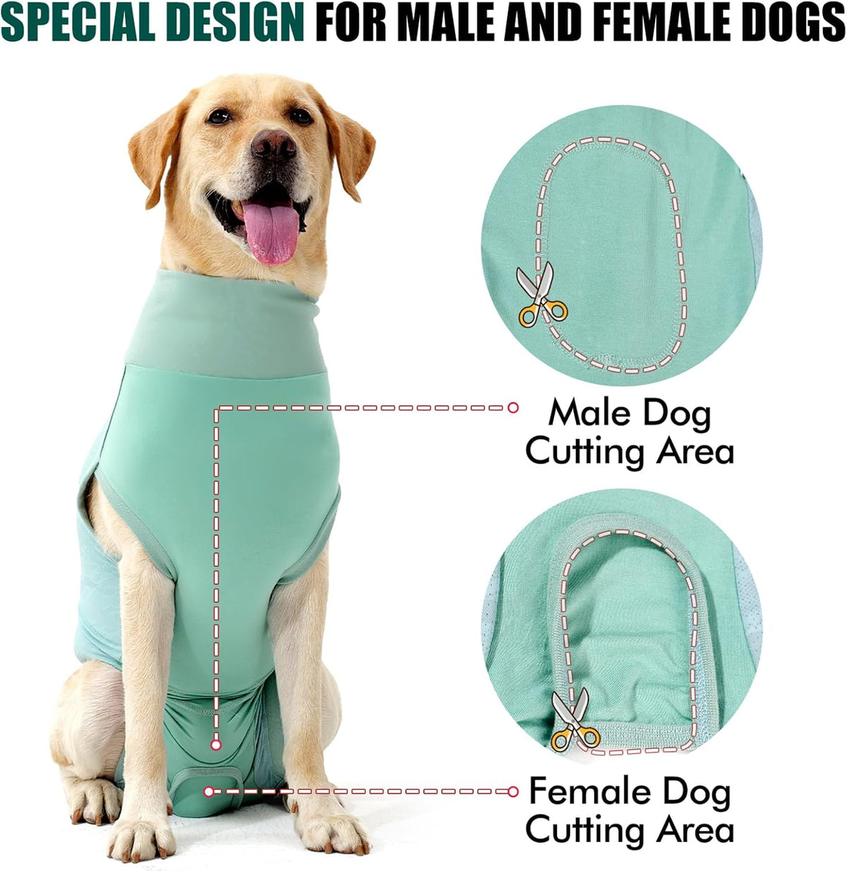 Dog Surgery Recovery Suit Dog Suit for Male Female Neuter Anti-Lick Abdominal Wounds Bite Protective Outfit Alternative E-Collar & Cone Breathable Spay Suit for Medium Large Dogs