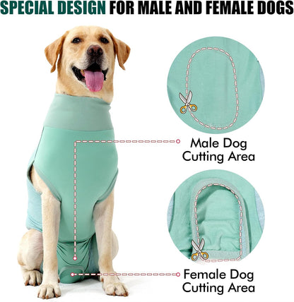 Dog Surgery Recovery Suit Dog Suit for Male Female Neuter Anti-Lick Abdominal Wounds Bite Protective Outfit Alternative E-Collar & Cone Breathable Spay Suit for Medium Large Dogs