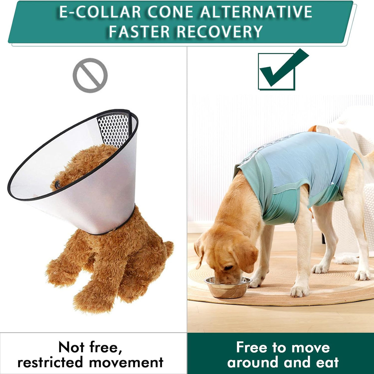 Dog Surgery Recovery Suit Dog Suit for Male Female Neuter Anti-Lick Abdominal Wounds Bite Protective Outfit Alternative E-Collar & Cone Breathable Spay Suit for Medium Large Dogs