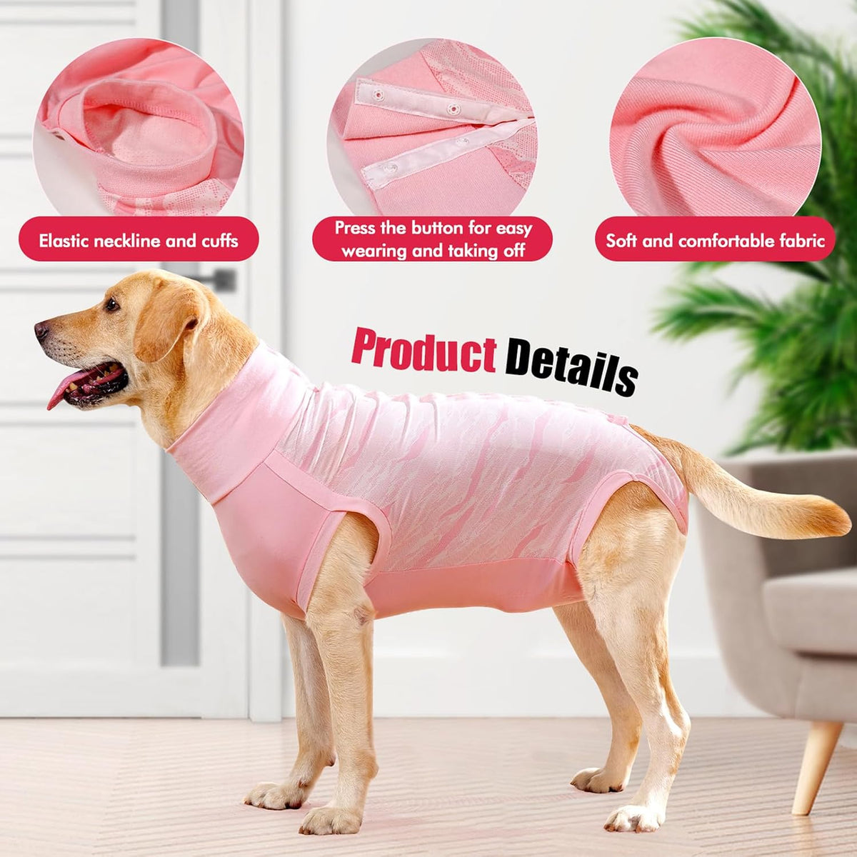 Dog Surgery Recovery Suit Dog Suit for Male Female Neuter Anti-Lick Abdominal Wounds Bite Protective Outfit Alternative E-Collar & Cone Breathable Spay Suit for Medium Large Dogs