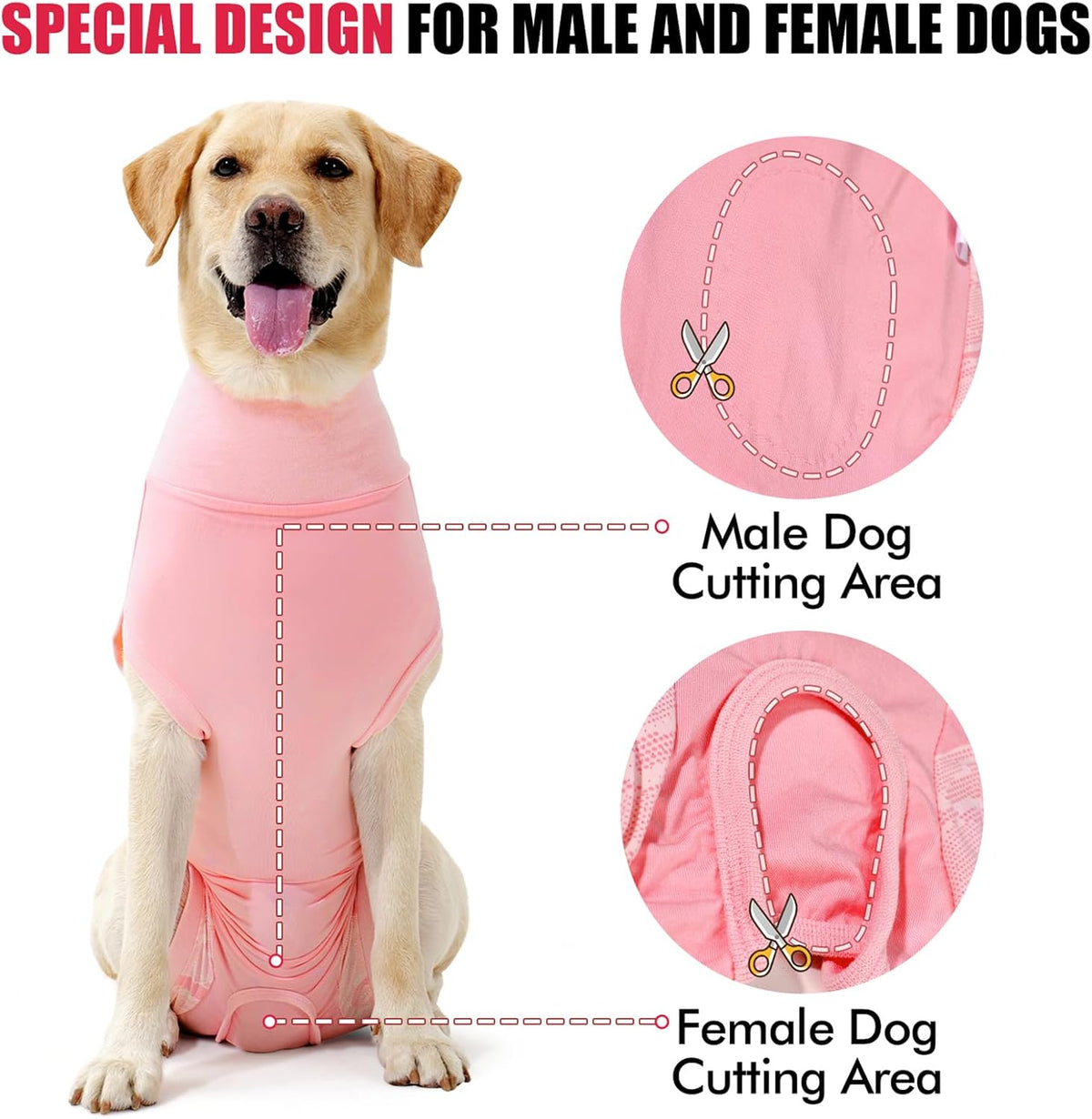 Dog Surgery Recovery Suit Dog Suit for Male Female Neuter Anti-Lick Abdominal Wounds Bite Protective Outfit Alternative E-Collar & Cone Breathable Spay Suit for Medium Large Dogs
