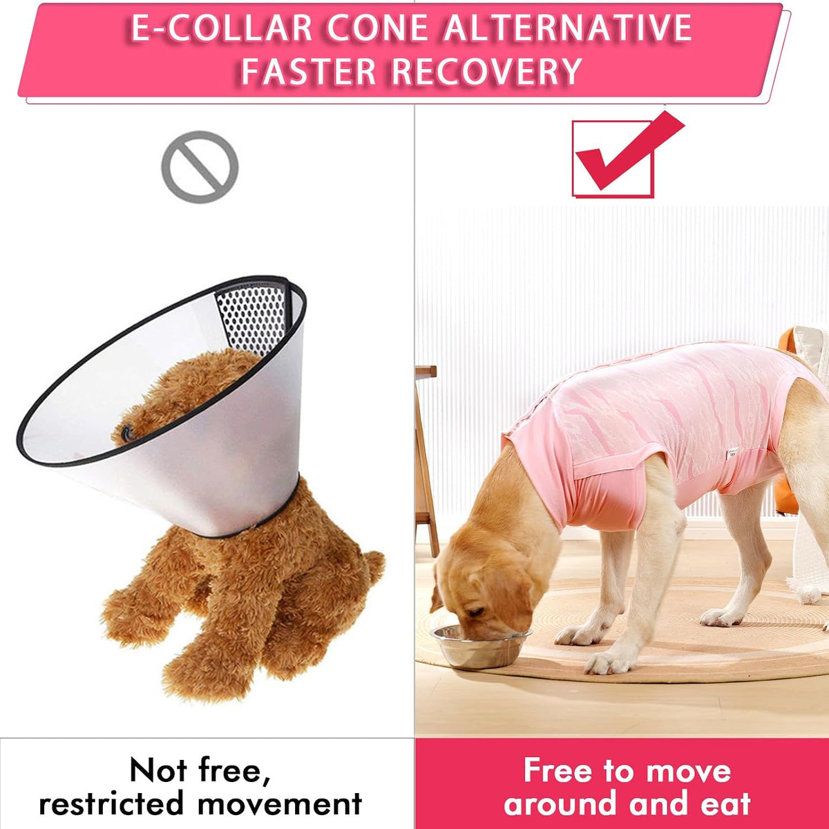 Dog Surgery Recovery Suit Dog Suit for Male Female Neuter Anti-Lick Abdominal Wounds Bite Protective Outfit Alternative E-Collar & Cone Breathable Spay Suit for Medium Large Dogs