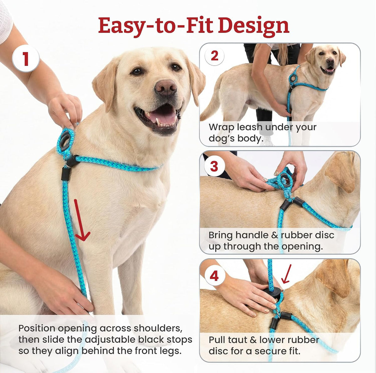 Escape Resistant, Reduces Pull Dog Harness, Medium/Large, Black