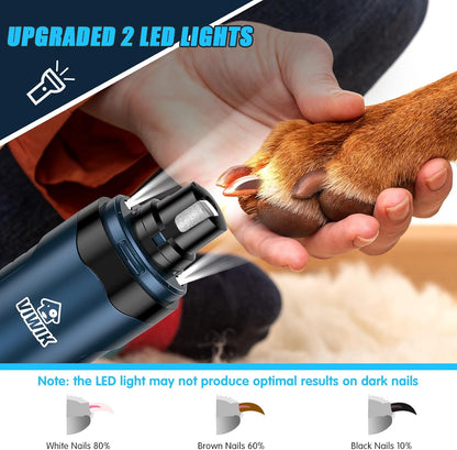 Dog Nail Grinder, 2-Speed Rechargeable Dog Nail Trimmers for Large Medium & Small Dogs, Upgrade Professional Electric Pet Paws Grooming, Quiet Puppy Grooming Tool, for Dogs Cats