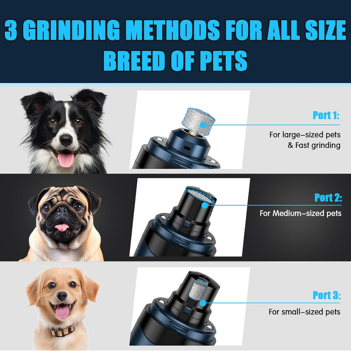 Dog Nail Grinder, 2-Speed Rechargeable Dog Nail Trimmers for Large Medium & Small Dogs, Upgrade Professional Electric Pet Paws Grooming, Quiet Puppy Grooming Tool, for Dogs Cats