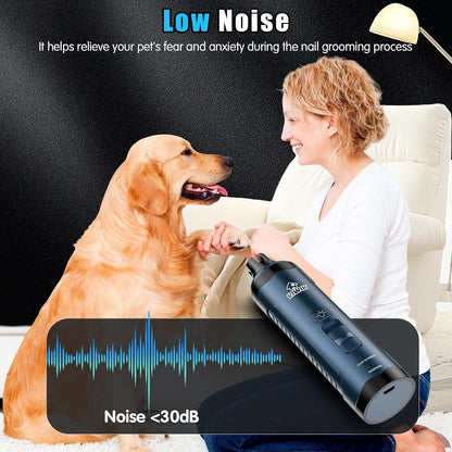 Dog Nail Grinder, 2-Speed Rechargeable Dog Nail Trimmers for Large Medium & Small Dogs, Upgrade Professional Electric Pet Paws Grooming, Quiet Puppy Grooming Tool, for Dogs Cats